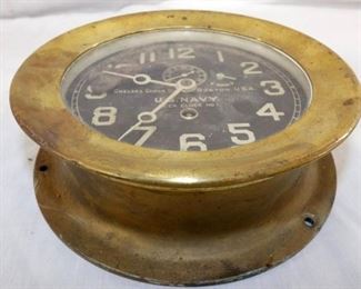 VIEW 3 WWII US NAVY DESK CLOCK BRASS