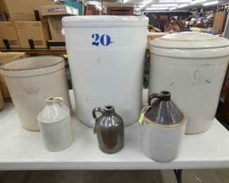 GROUP PICTURE STONEWARE CROCK,JUGS