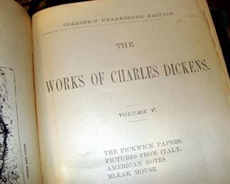 Antique, Books, Works of Charles Dickens, 1880's, Collier's, Illustrated, 3 Volumes