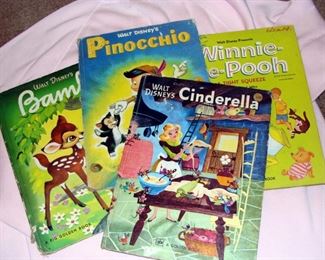 Vintage, Books, Children, Walt Disney, Bambi, Pinocchio, Winnie The Pooh, Cinderella