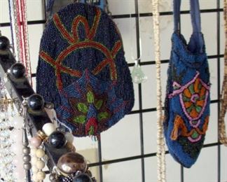 Antique, Vintage, Beaded Purse, Bag, Rope Beads, Costume Jewelry