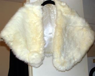 Vintage, Fur, Stole, Wrap, White, Shoulder Cape, Mink, 1950's, 1960's
