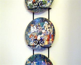Robert Haviland, Limoges, France, 1970's, La Chasse a la Licorne, Limited Edition, Collector Plates, 6 Piece, Wall Display Rack