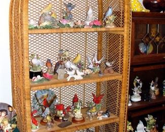 Vintage, Rattan, Etegere, Bookcase, Display Unit, Bird Figurines, Plates, Musical, Music Box, Lenox, Andrea by Sadek, Japan