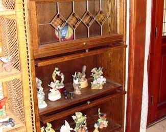 Antique, Oak, Barrister, Lawyers, Bookcase, Leaded Glass, Bird Figurines, Musical, Andrea by Sadek Japan, Lenox