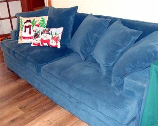 Sofa, Modern, Microfiber, Velour, Velvet, Contemporary, Blue, Needlepoint, Christmas, Holiday, Throw Pillow