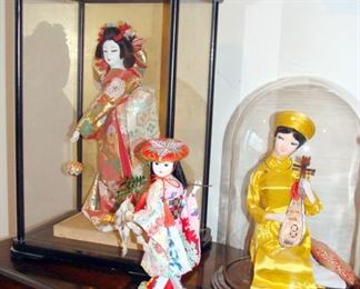 Vintage, Japan, Geisha Dolls, Case, Display