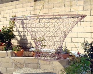 Vintage Fishing Net, Potted Plants, Patio, Furniture, Yard, Concrete, Bench