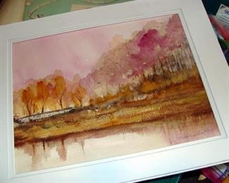 Signed, Art, Watercolor, Landscape