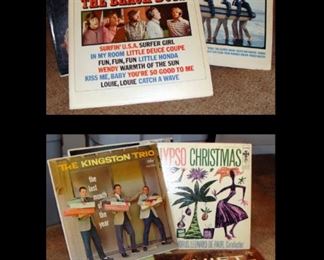 Vintage, Record Albums, LPs, Calypso, Lounge, Pop, Rock, Beach Boys, Kingston Trio, Martin Denny, Julie London, Frank Sinatra
