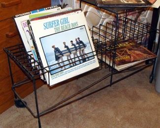 Mid Century, Record Storage, Rack, Record Player, Modern, Metal, Mesh, Atomic, Table, Caster Wheels, Record Albums, LPs