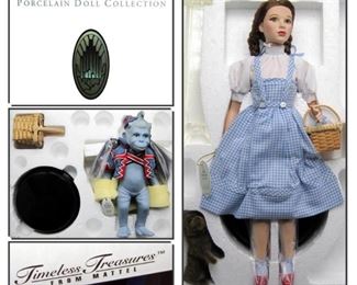 The Wizard of Oz, Porcelain Doll Collection, Mattel, Authentic, New in Box, Dorothy, Winged Monkey, Tin Man, Wicked Witch, Timeless Treasures