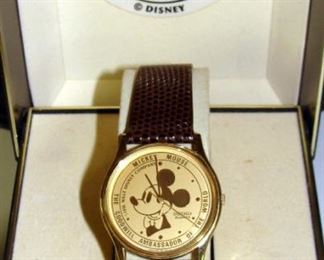 Seiko, Mickey Mouse, Watch, Quartz, Leather Strap, New In Case