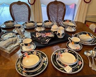 Mikasa black floral china