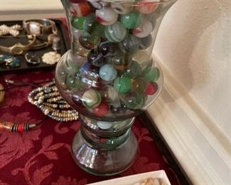 Large vase of marbles