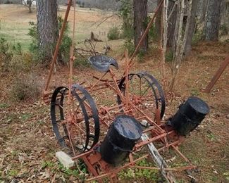 Vintage horse drawn two row planter