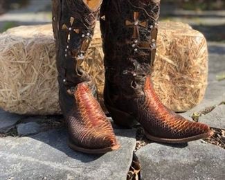 Pair of snakeskin cowgirl boots by Corral