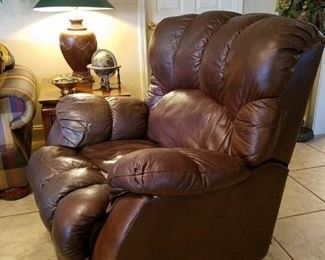 Brown leather recliner
