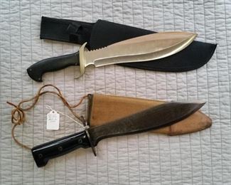 Vintage Kiffe M-1917 bolo knife and a modern bolo knife