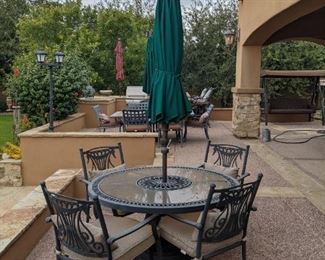 patio table and umbrella stands