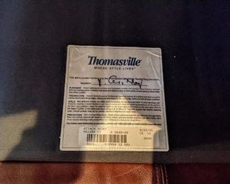 Thomasville leather sofa and club chairs