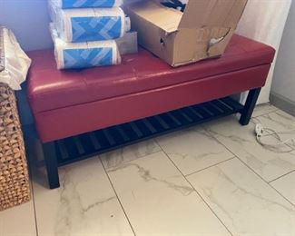 red leather bench