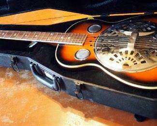 Rogue Classic Spider Resonator Sunburst Squareneck Guitar With Automatic Tuner And Hard Sided Gator Case