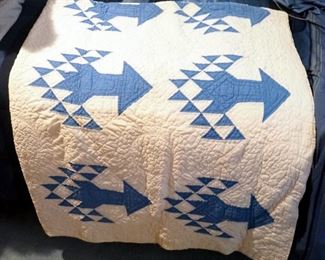 Antique Hand-Stitched Hand-Pieced Tree Of Life Quilt, 72" x 82"