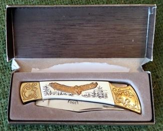 Gold Toned Eagle Pocket Knife, And Eagle Head Pocket Knife