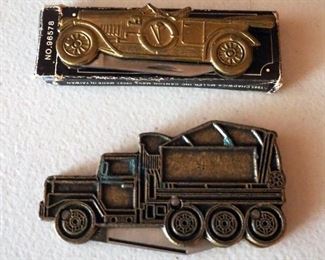 Brass Dump Truck And Classic Convertible Pocket Knives