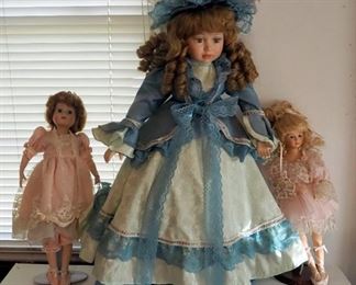 Geppedo Bellarine 818/2610, 15" Tall, Unmarked Ballerina 17" Tall, And Southern Bell On Stand 24" Tall