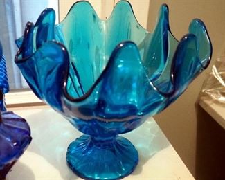 Cobalt Blue And Aqua Marine Collectibles, Lamps, Candy Dish And More