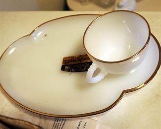 Federal Glassware Golden Harvest 8 Piece Snack Set In Original Packaging