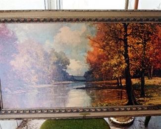 Robert Wood "By The Sawkill" Lithograph, 46" x 26" In Carved Wood Frame