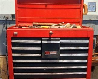 Craftsman 10 Drawer Tool Box, Including Screwdrivers, Pliers, Allen Wrenches, Standard Wrenches, Driver Sets, And More, 18" x 26" x 12"