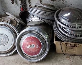 Vintage Chrome Hub Cap Assortment Including Cadillac, Chevrolet, Oldsmobile And More, Approx 33