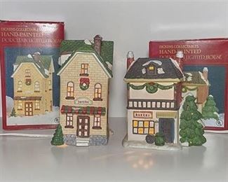 Dickens Collectibles Tavern and Bakery Porcelain Lighted Houses
