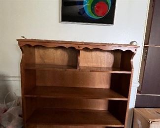 Mid Century art work (painted glass)
Bookshelf ( with matching pair)