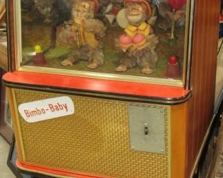 1950's Bimbo-Baby Coin Operated Machine - Lights Up - Monkeys Sing & Plays Music