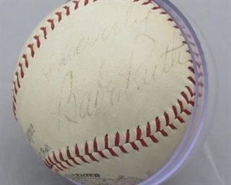 Close Up of Babe Ruth Autographed Baseball 