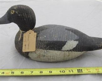 Poitvan Bros Blue Bill Wood Duck Decoy w/Glass Eyes - Illinois River