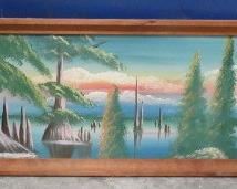 Joe Marshall Oil Painting - Reelfoot Lake Sunrise - Size: 12" x 47"