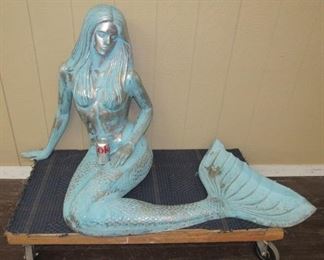 33" Tall & 5' Wide Cast Aluminum Mermaid