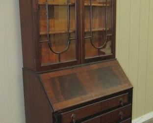 Walnut 2 Piece Bookcase/Secretary