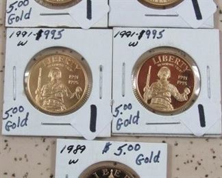 1/4 oz Gold $5.00 Coins