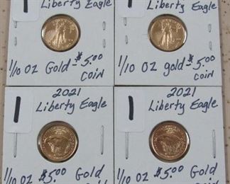 1/10 oz $5.00 Gold Liberty Eagle Coins