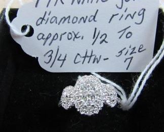 14K White Gold & Diamond Ring