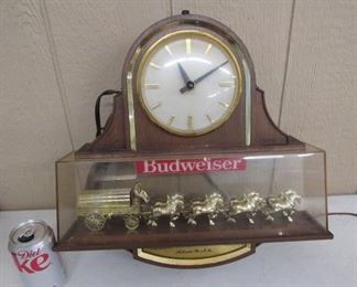 1960's Lighted Budweiser Clock - Lights Up & Runs