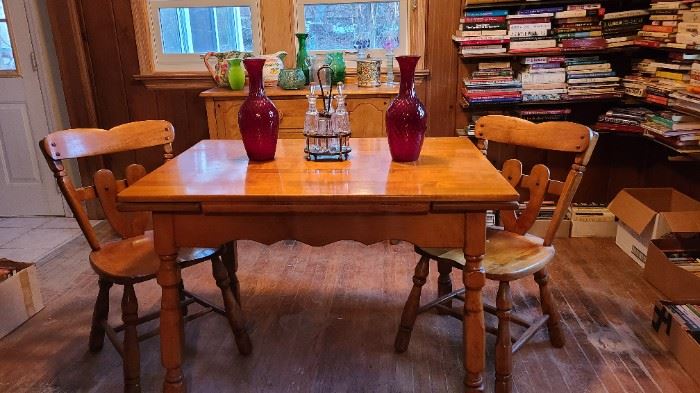 Vintage farm table and chairs