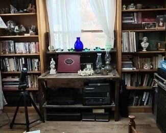 Bausch and Lomb telescope, Antique Wrought iron floor lamp, albums, cds, videos,electronics